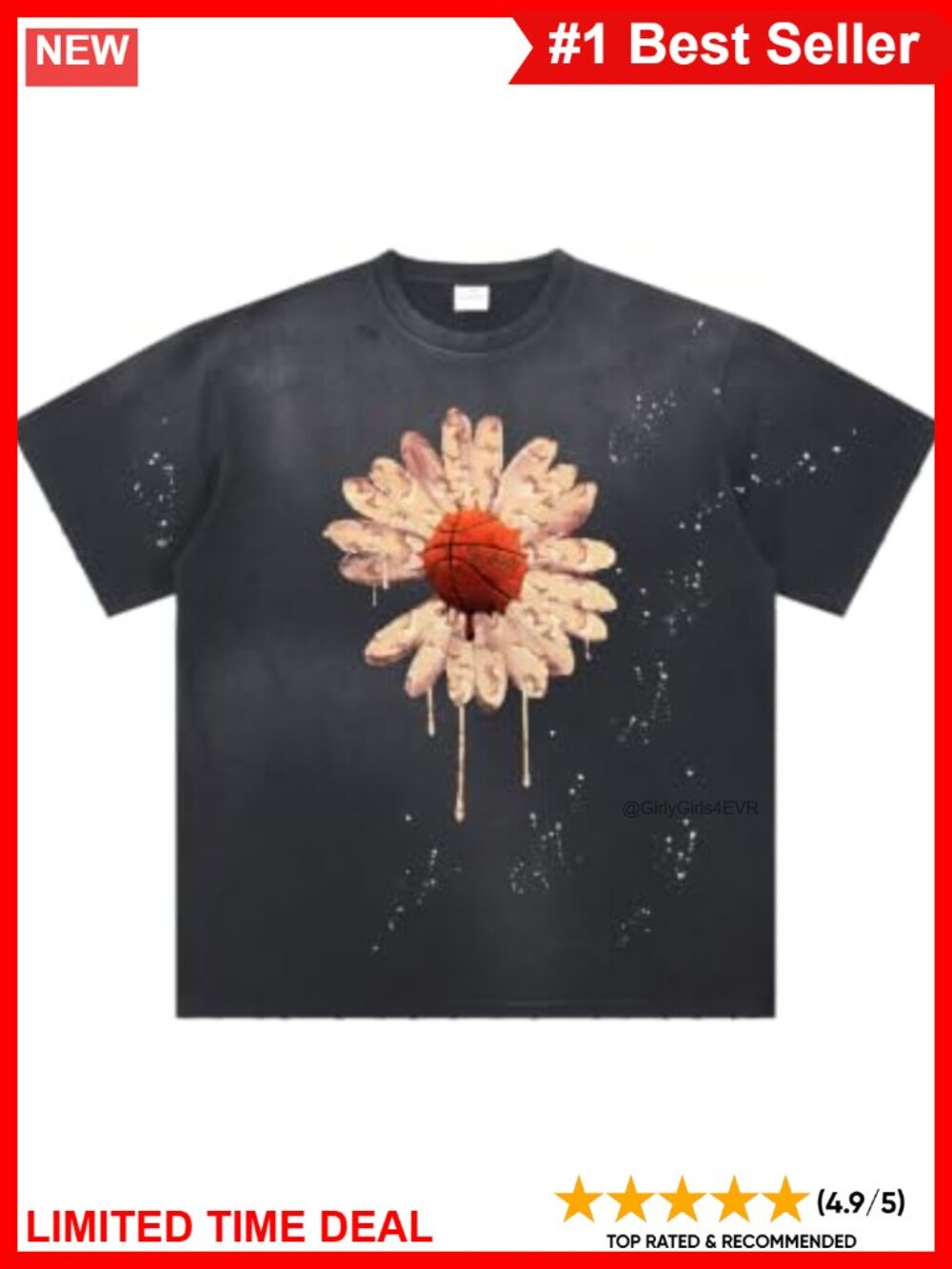 Oversized Floral Graphic Short Sleeve T-Shirt Cotton Streetwear Tee